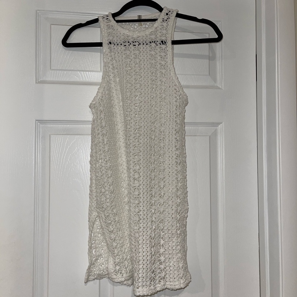 White crocheted beach cover up